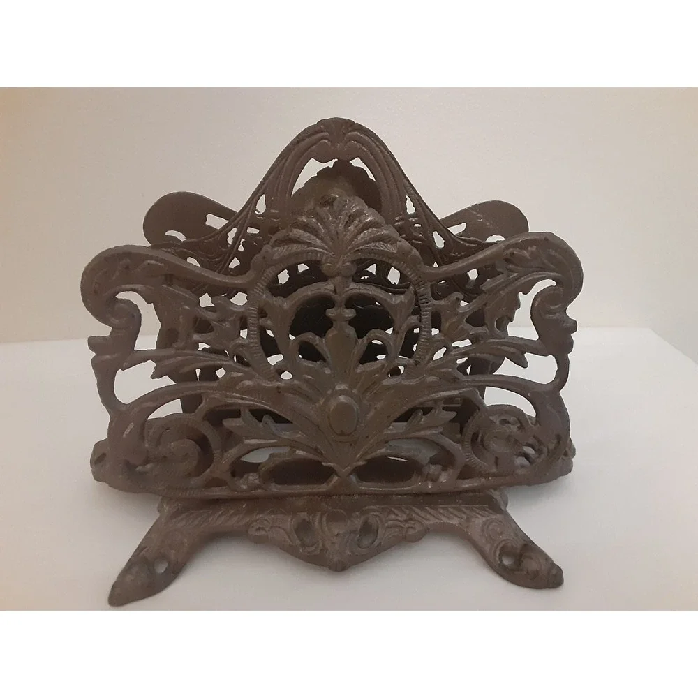 Vintage Brass‎ Victorian Letter/ Napkin Holder Desk Organizer